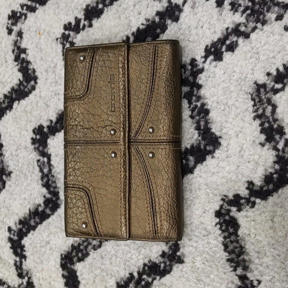 Cromia Women's Italian Leather Clutch Wallet 9-Pocket 12-Card Pockets Gold
